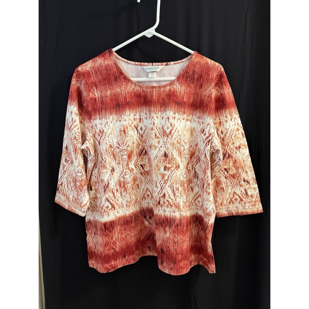 Christopher & Banks Women's Top Cotton Blend XL 3/4 Sleeves Casual
